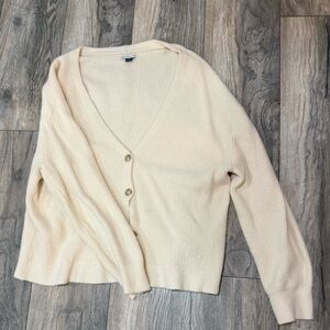 American Eagle Cream Cardigan Sweater